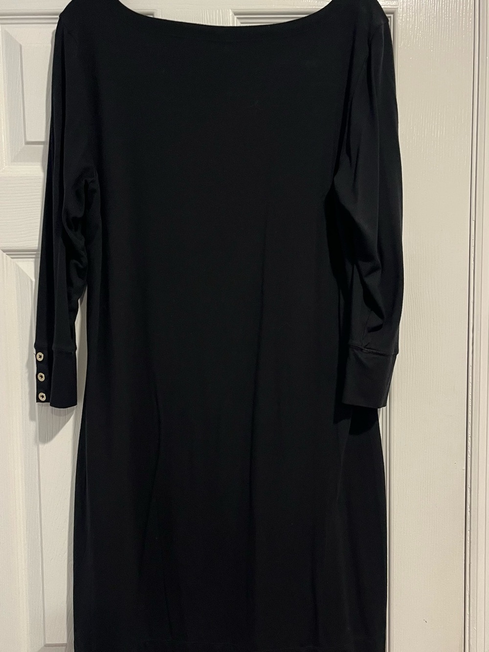 Lilly Pulitzer Sophie Black Long-Sleeve Shift Dress w/gold buttons. SZ XL